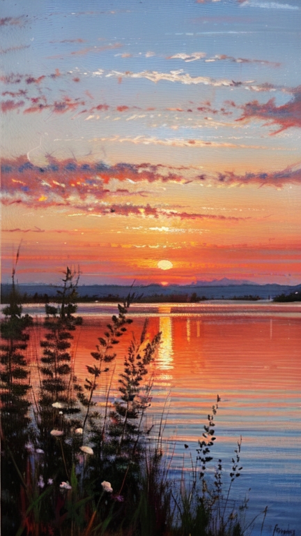 00752-xmoerf - 1.5_oilPainting_oilPaintingV10 - None - A painting of a majestic sunset on the horizon that.jpg